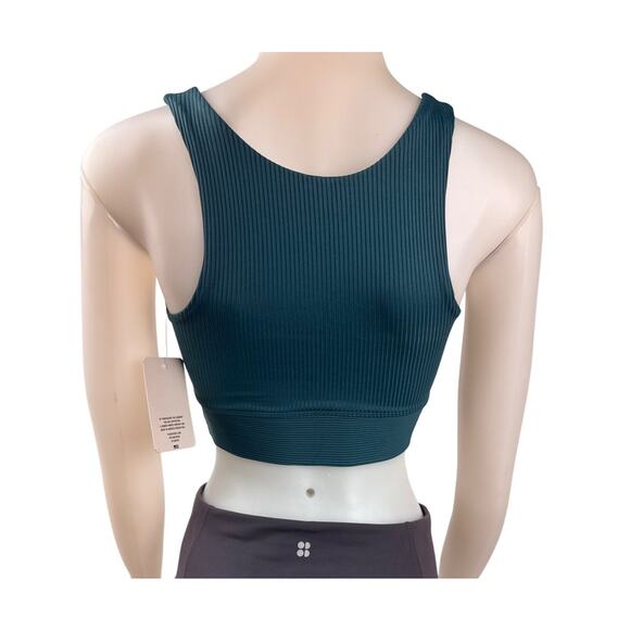 Year of Ours Sports Bra Ribbed Womens Small Teal Scoop Neck Medium Impact - Picture 3 of 7